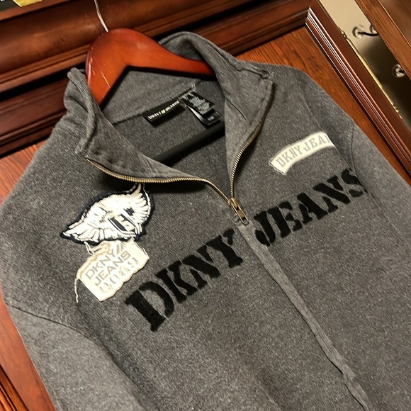 Super Cool DKNY Styled loosely stitched Zip Up Fleece Sweatshirt Pullover! - Picture 4 of 6